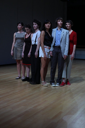 Deborah Hay, If I Sing to You, 2009. Performers left to right - Alana Elmer, Amelia Reeber, Jeanine Durning, Michele Boule, Catherine Legrand, and Ros Warby. Photo: Paula Court, via Performa