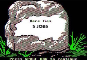 still from computer game Oregon Trail.