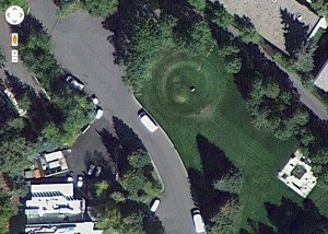 GoogleEarth view of Herbert Bayer's Earth Mound, 1955. courtesy of MOCA Los Angeles.